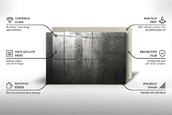 Üveg vágódeszka Fém textúra