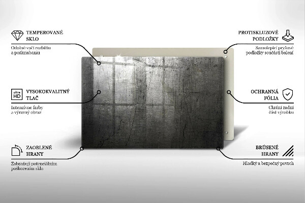 Üveg vágódeszka Fém textúra