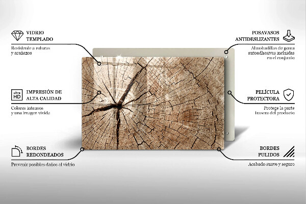 Üveg vágódeszka Egy fa keresztmetszete