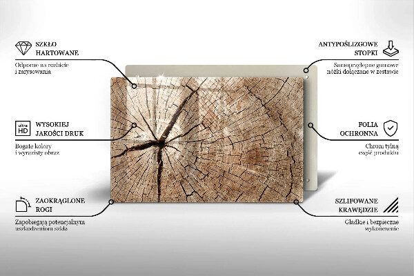 Üveg vágódeszka Egy fa keresztmetszete