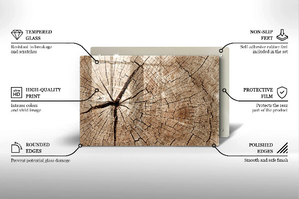 Üveg vágódeszka Egy fa keresztmetszete