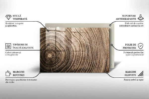 Üveg vágódeszka Fa gyűrűk
