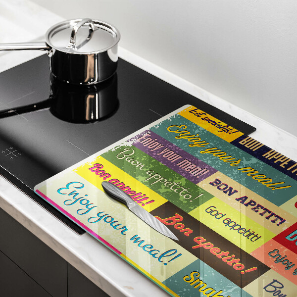 Üveg vágódeszka Feliratok Jó étvágyat nyelvek