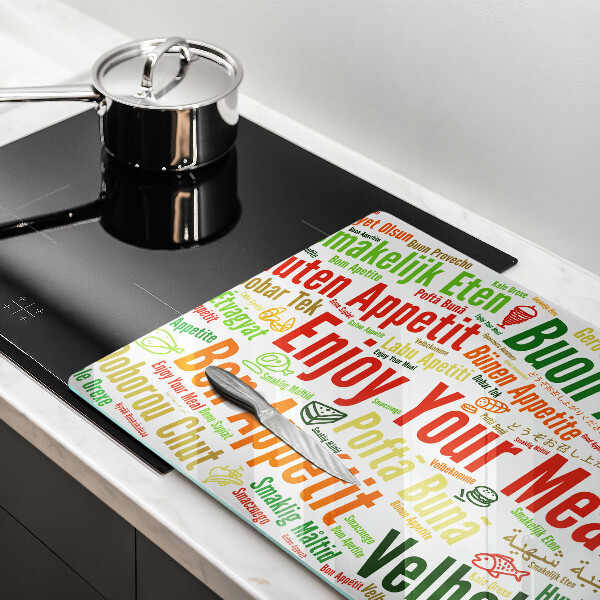 Üveg vágódeszka Feliratok Jó étvágyat nyelvek