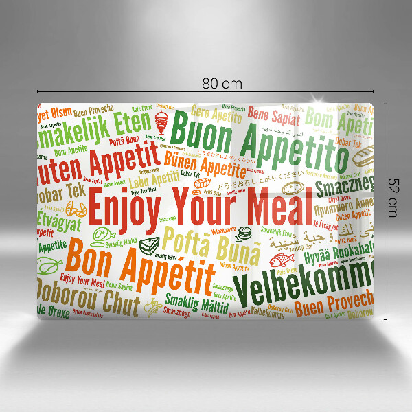 Üveg vágódeszka Feliratok Jó étvágyat nyelvek