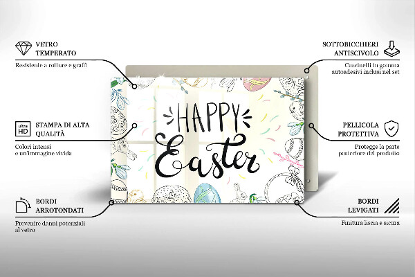 Üveg vágódeszka Happy Easter