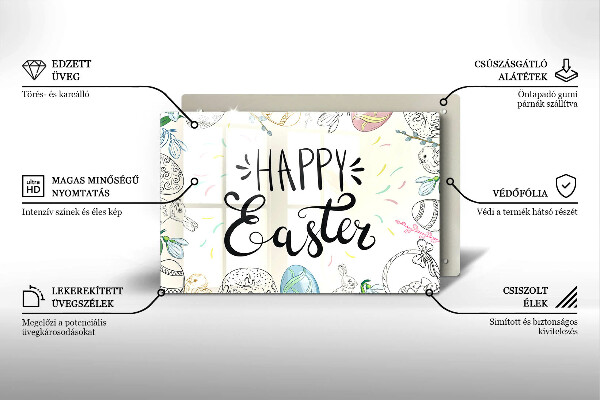 Üveg vágódeszka Happy Easter
