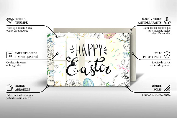 Üveg vágódeszka Happy Easter