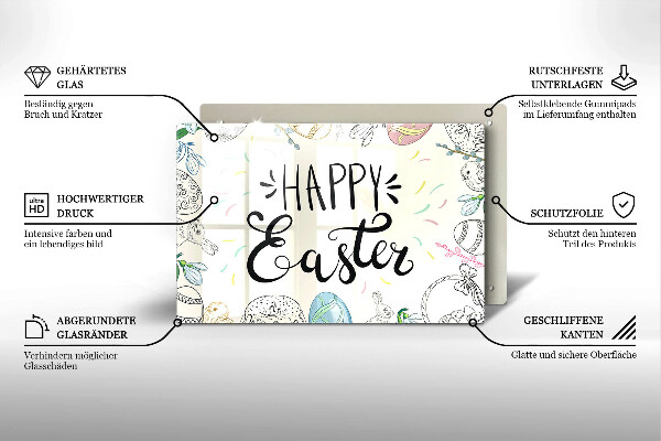 Üveg vágódeszka Happy Easter