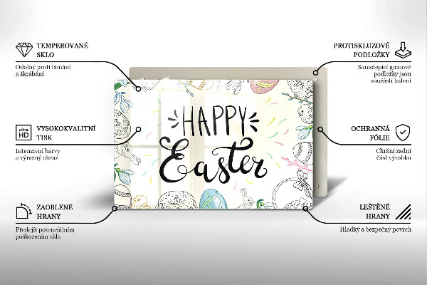 Üveg vágódeszka Happy Easter