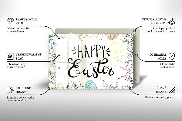 Üveg vágódeszka Happy Easter