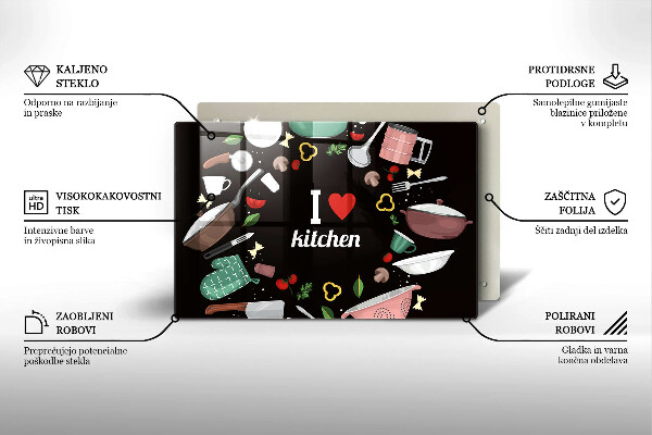 Üveg vágódeszka Illusztráció Imádom a konyhát