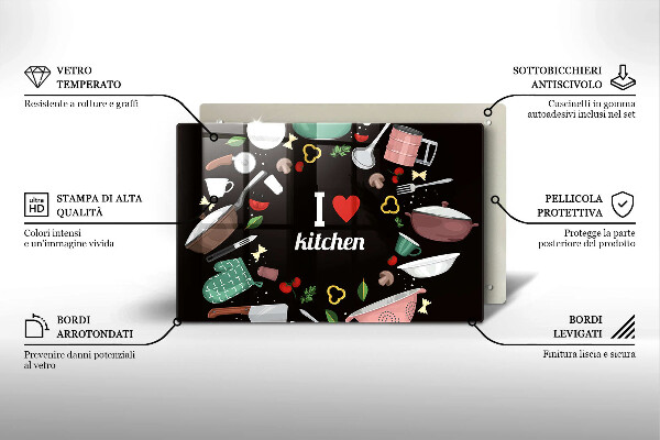Üveg vágódeszka Illusztráció Imádom a konyhát