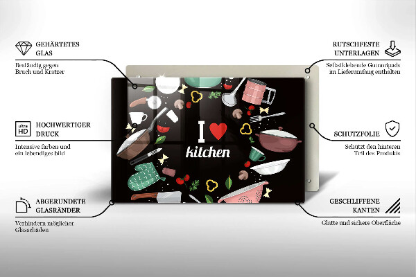 Üveg vágódeszka Illusztráció Imádom a konyhát