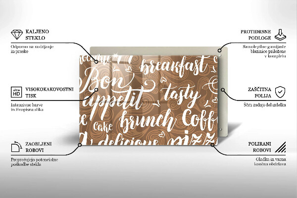 Üveg vágódeszka Bon appetit feliratok