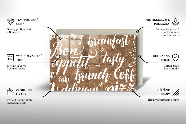 Üveg vágódeszka Bon appetit feliratok