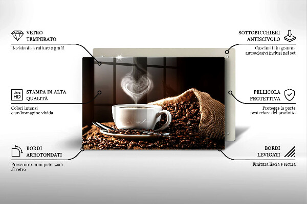 Üveg vágódeszka Kávé és egy csésze