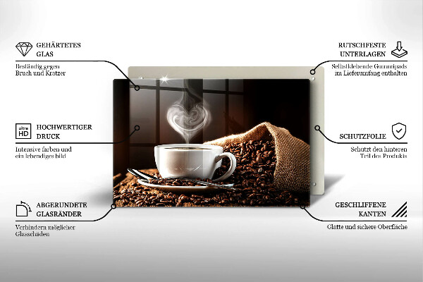 Üveg vágódeszka Kávé és egy csésze