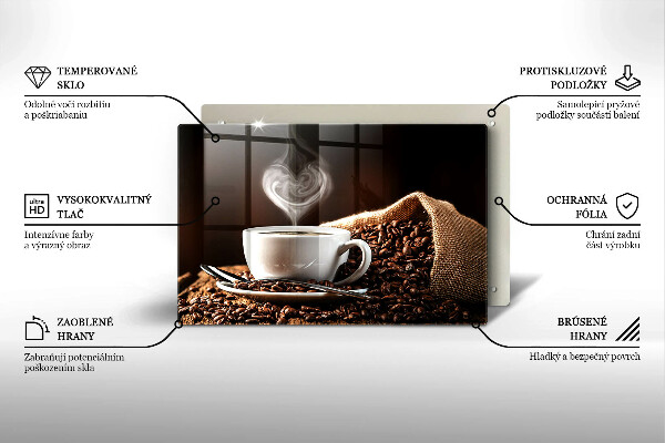 Üveg vágódeszka Kávé és egy csésze