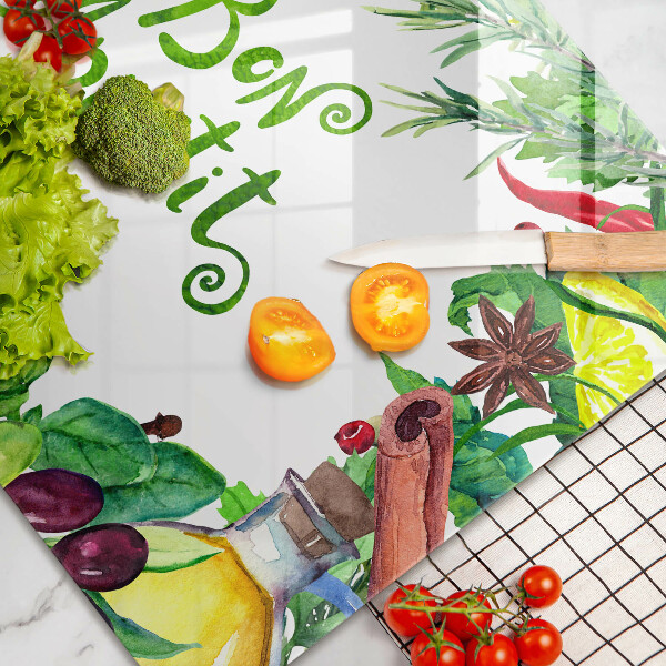 Üveg vágódeszka Bon Appetit felirat