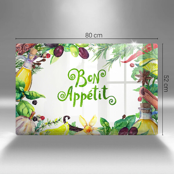 Üveg vágódeszka Bon Appetit felirat