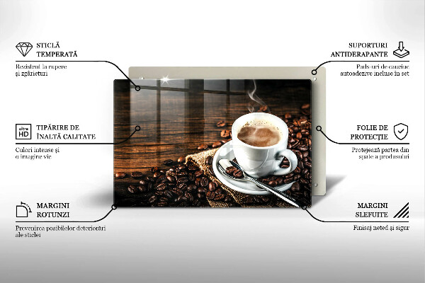 Üveg vágódeszka Csésze és kávébab