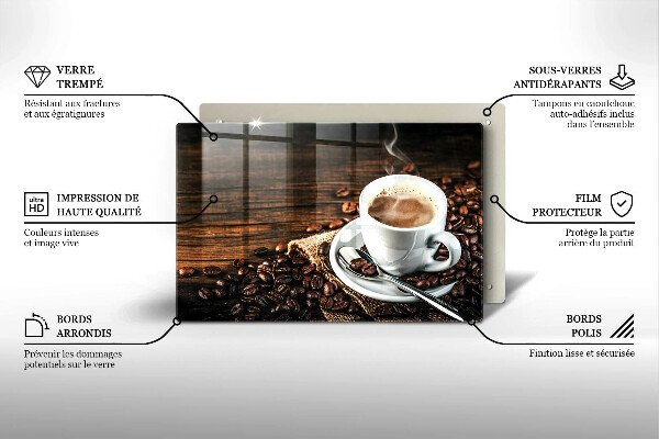 Üveg vágódeszka Csésze és kávébab