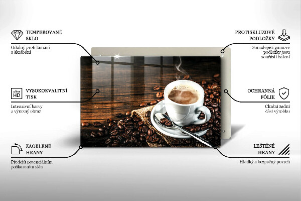 Üveg vágódeszka Csésze és kávébab