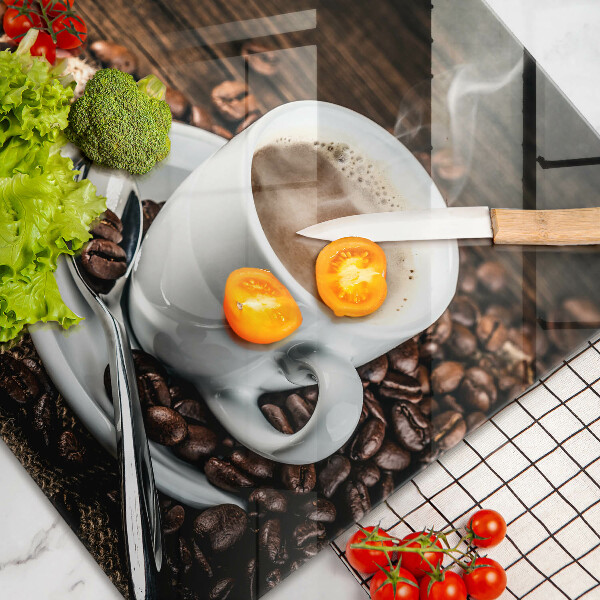 Üveg vágódeszka Csésze és kávébab