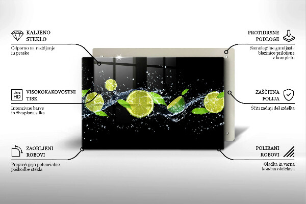 Üveg vágódeszka Lime mentavíz