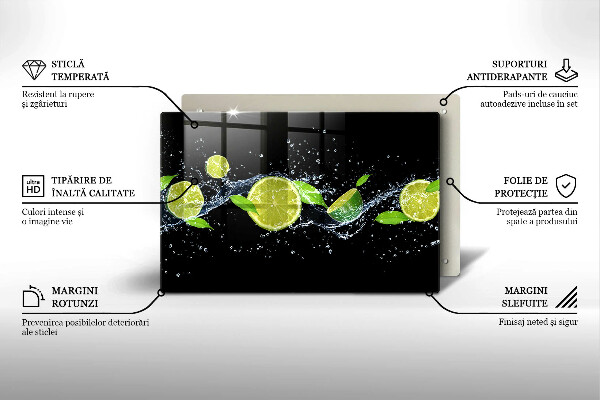 Üveg vágódeszka Lime mentavíz
