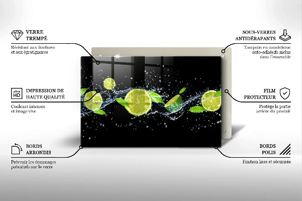 Üveg vágódeszka Lime mentavíz