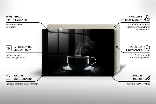 Üveg vágódeszka Forró csésze kávé