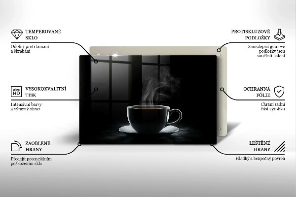 Üveg vágódeszka Forró csésze kávé