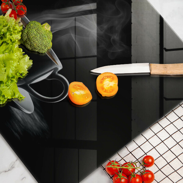 Üveg vágódeszka Forró csésze kávé