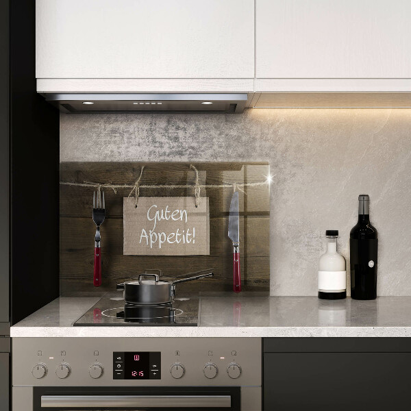 Üveg vágódeszka Guten Appetit felirat fa táblákon