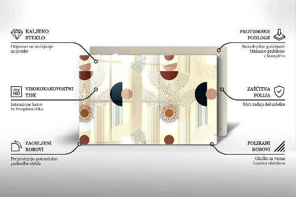 Üveg vágódeszka Boho geometriai formák