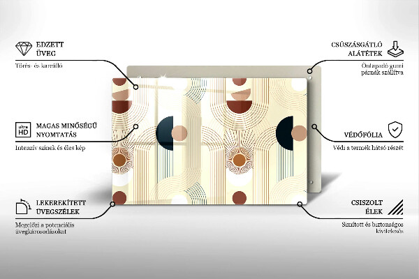 Üveg vágódeszka Boho geometriai formák