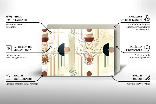 Üveg vágódeszka Boho geometriai formák