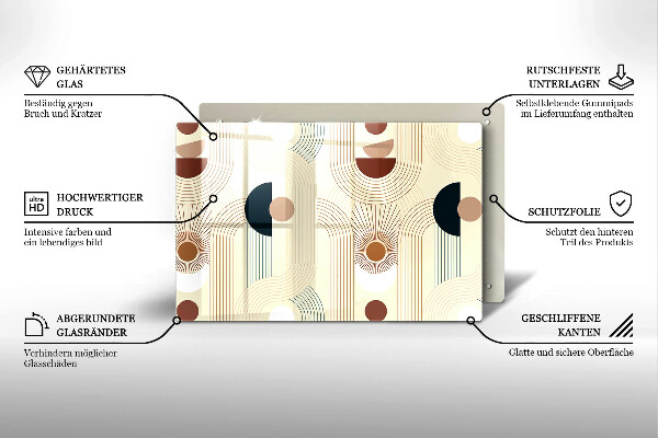 Üveg vágódeszka Boho geometriai formák