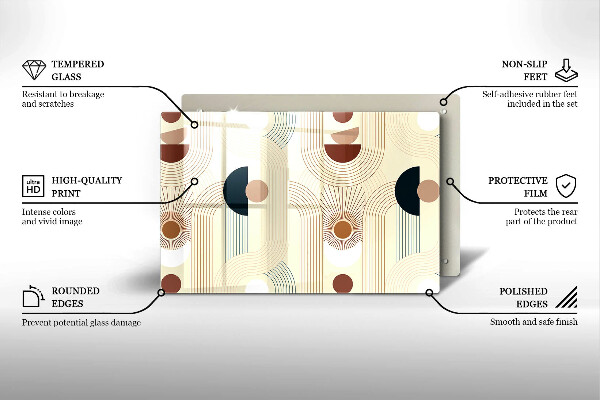 Üveg vágódeszka Boho geometriai formák