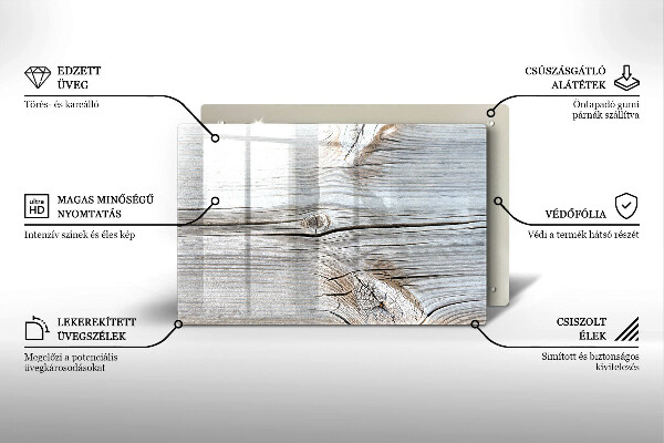 Üveg vágódeszka Világos fa szerkezet