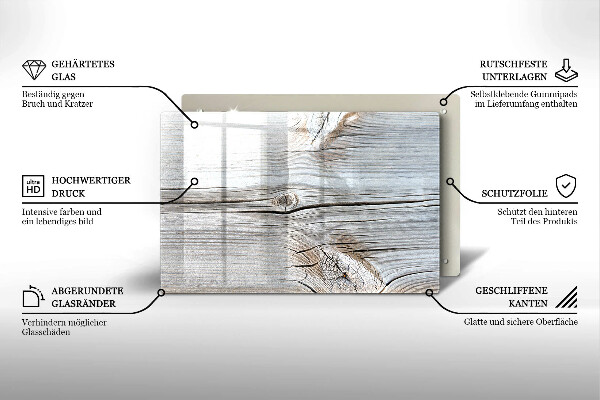 Üveg vágódeszka Világos fa szerkezet