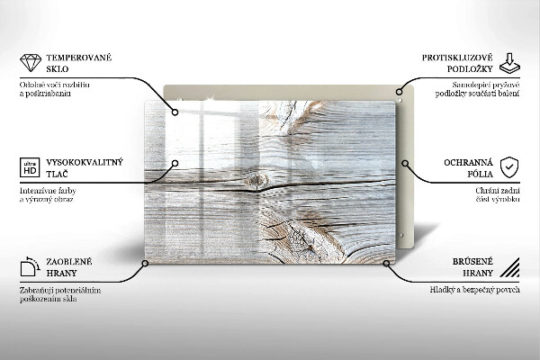 Üveg vágódeszka Világos fa szerkezet