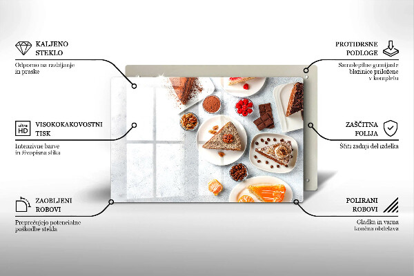 Üveg vágódeszka A torta édessége