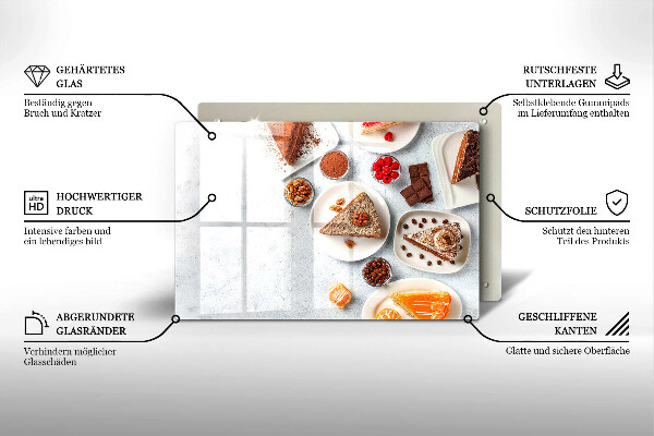 Üveg vágódeszka A torta édessége