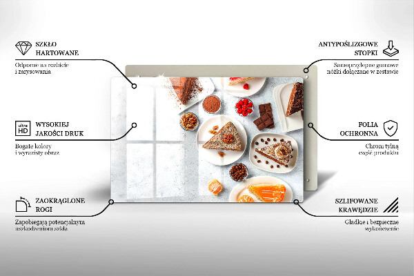 Üveg vágódeszka A torta édessége