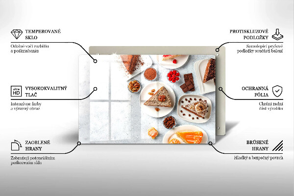 Üveg vágódeszka A torta édessége