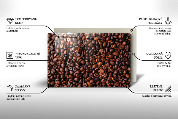 Üveg vágódeszka Kávébab