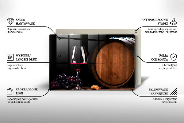 Üveg vágódeszka Hordós borospohár